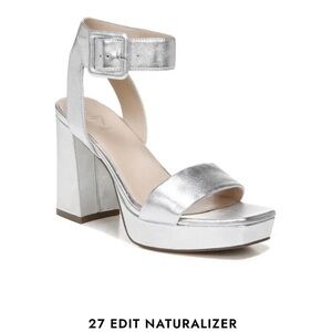 NWOB 27 EDIT NATURALIZER Jaselle Platform- Metallic Leather Silver, size 7.5M